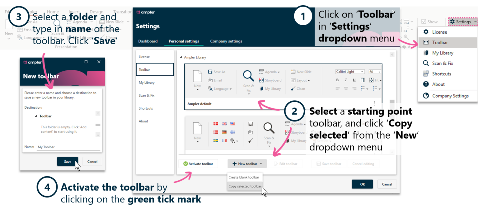 Custom toolbar in Word - Ampler