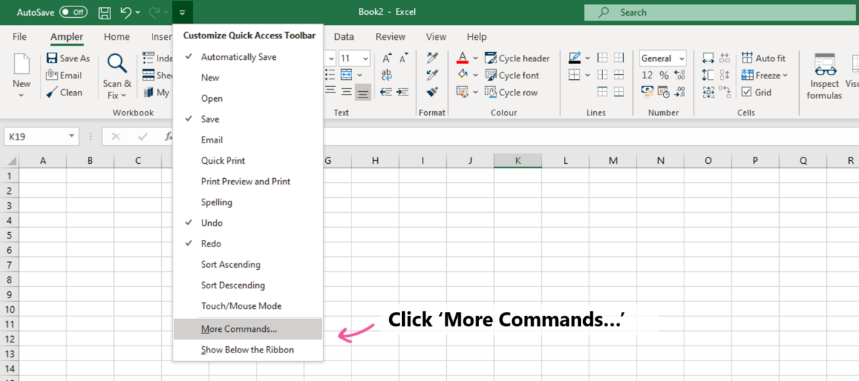 excel 2016 quick access toolbar icons very big