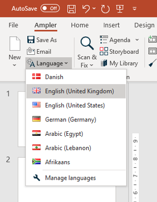 powerpoint change language for presentation