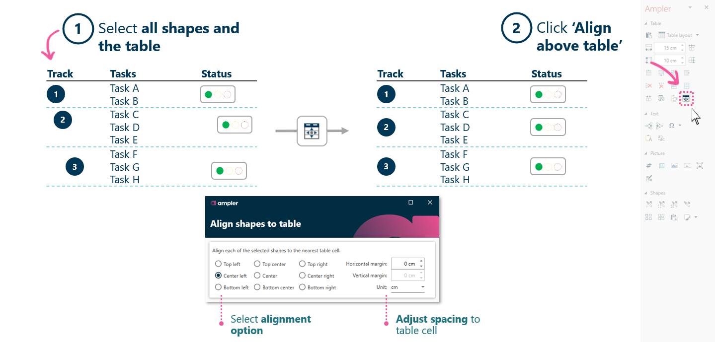 Align shapes to a table Next generation tools for Microsoft Office