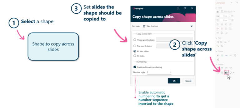 Copy shapes to multiple slides or to all slides in a deck - Ampler