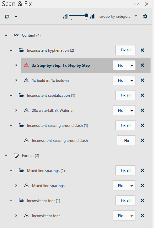 Scan & Fix User Interface