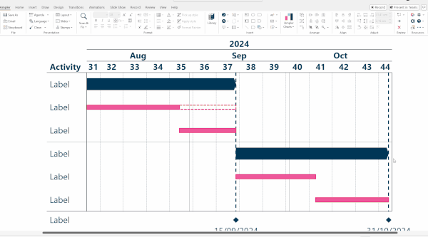 Establish an excel link with a Gantt chart