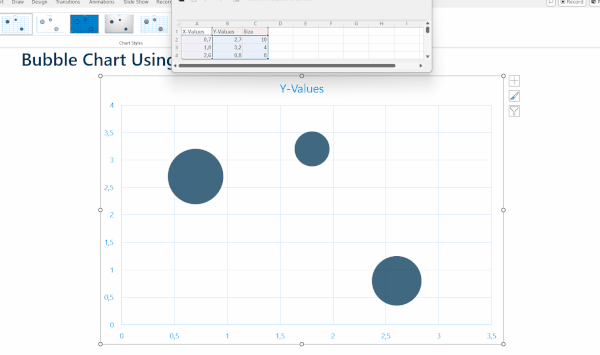 Insert data in bubble chart PowerPoint