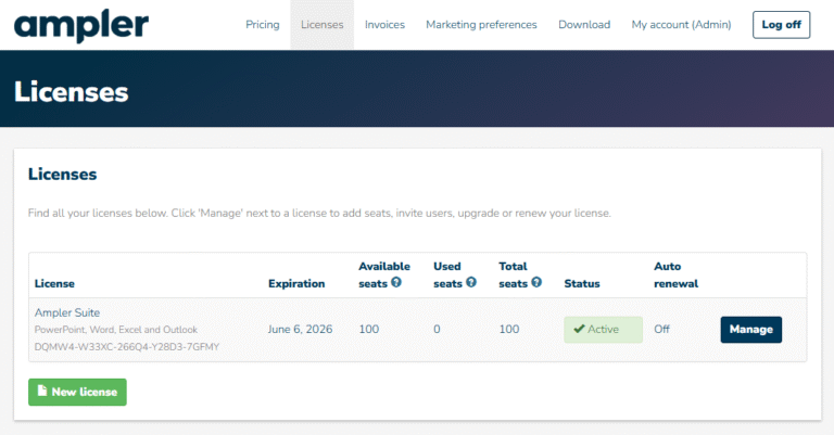 Ampler Program Management Managing your license - Ampler