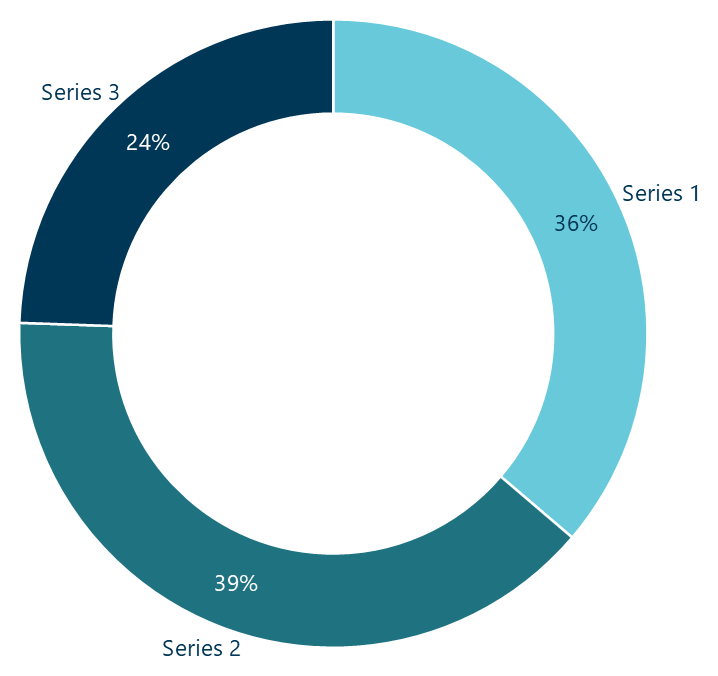 A doughnut chart in Ampler Charts: a pie with a central hole free for a headline figure
